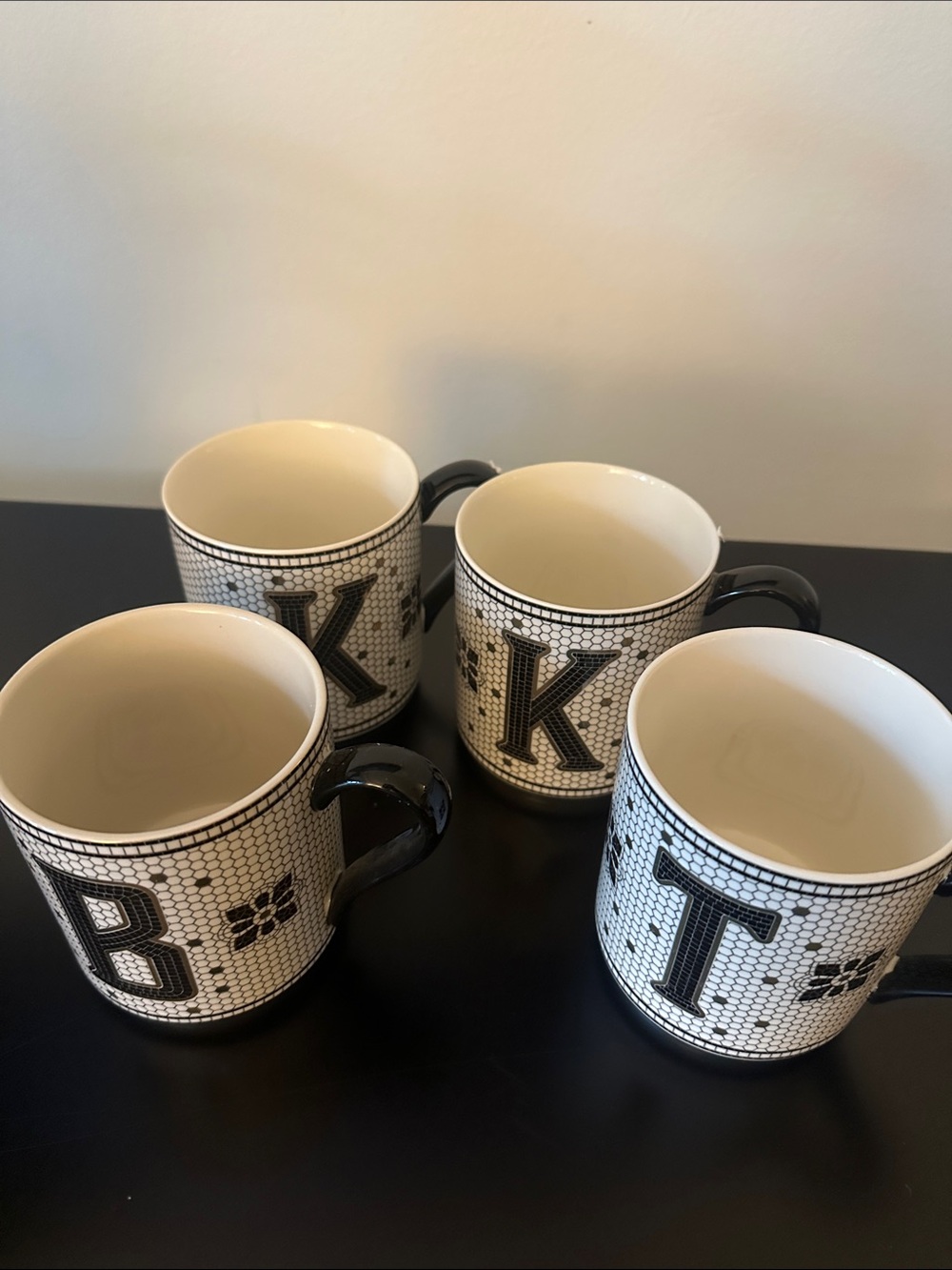 Anthropologie Bistro Tile Stoneware Mugs brand new